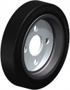 GEVA Heavy-duty hub fitting wheels with elastic solid rubber tyres, with cast iron wheel centre